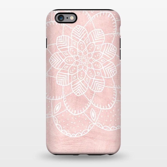iPhone 6/6s plus StrongFit White Mandala on Pink Faux Marble by  Utart