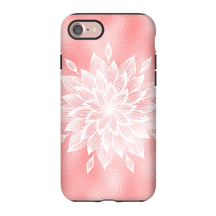 iPhone 7 StrongFit White Mandala on Pink Metal by  Utart