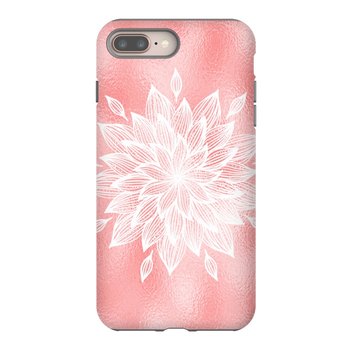 iPhone 7 plus StrongFit White Mandala on Pink Metal by  Utart