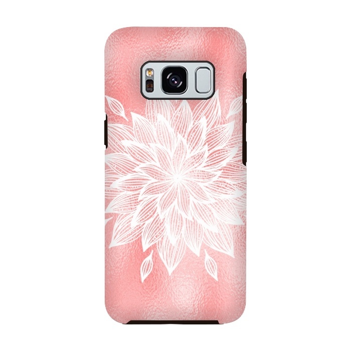 Galaxy S8 StrongFit White Mandala on Pink Metal by  Utart