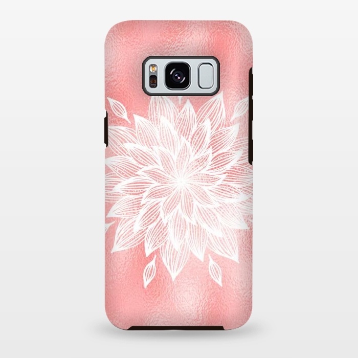 Galaxy S8 plus StrongFit White Mandala on Pink Metal by  Utart