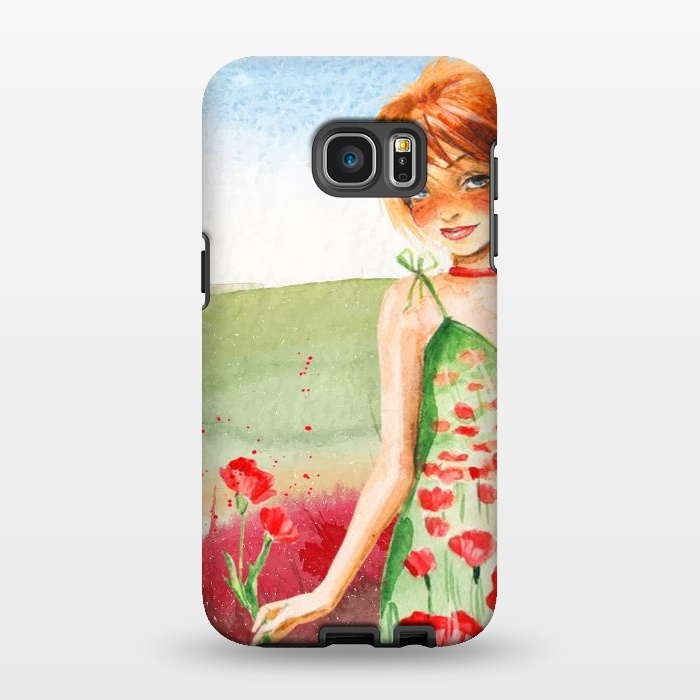 Galaxy S7 EDGE StrongFit Summer Girl in Poppy field by  Utart