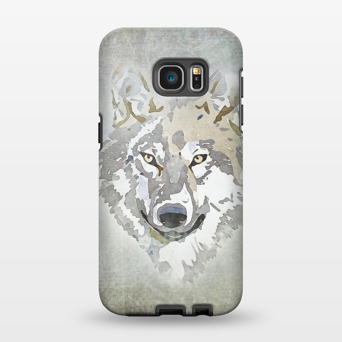 Galaxy S7 EDGE StrongFit Wolf Head Watercolor Art 2 by Andrea Haase