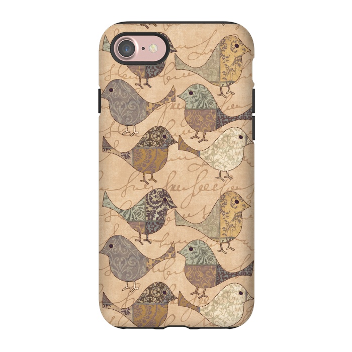 iPhone 7 StrongFit Patchwork Bird Pattern by Andrea Haase