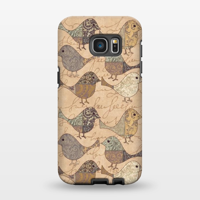 Galaxy S7 EDGE StrongFit Patchwork Bird Pattern by Andrea Haase