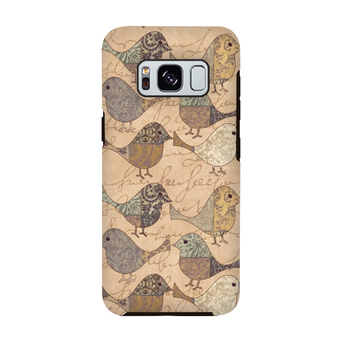 Galaxy S8 StrongFit Patchwork Bird Pattern by Andrea Haase