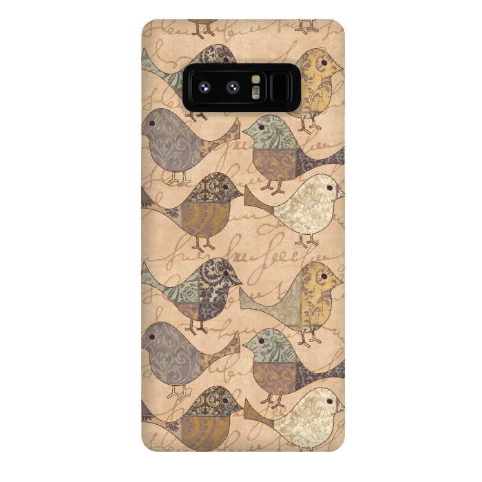 Galaxy Note 8 StrongFit Patchwork Bird Pattern by Andrea Haase