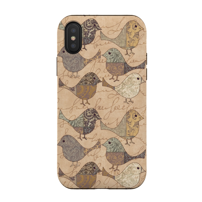 iPhone Xs / X StrongFit Patchwork Bird Pattern by Andrea Haase