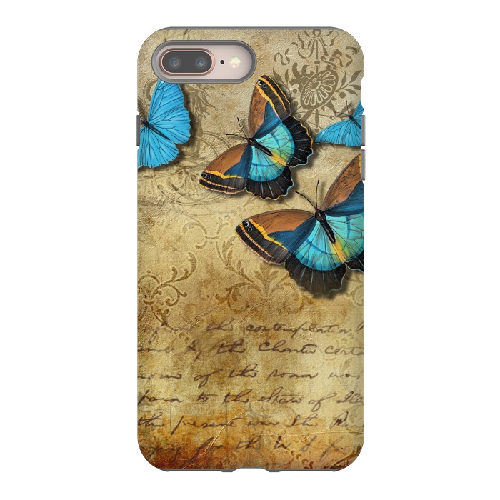 iPhone 7 plus StrongFit Blue Butterfly Vintage Collage by Andrea Haase