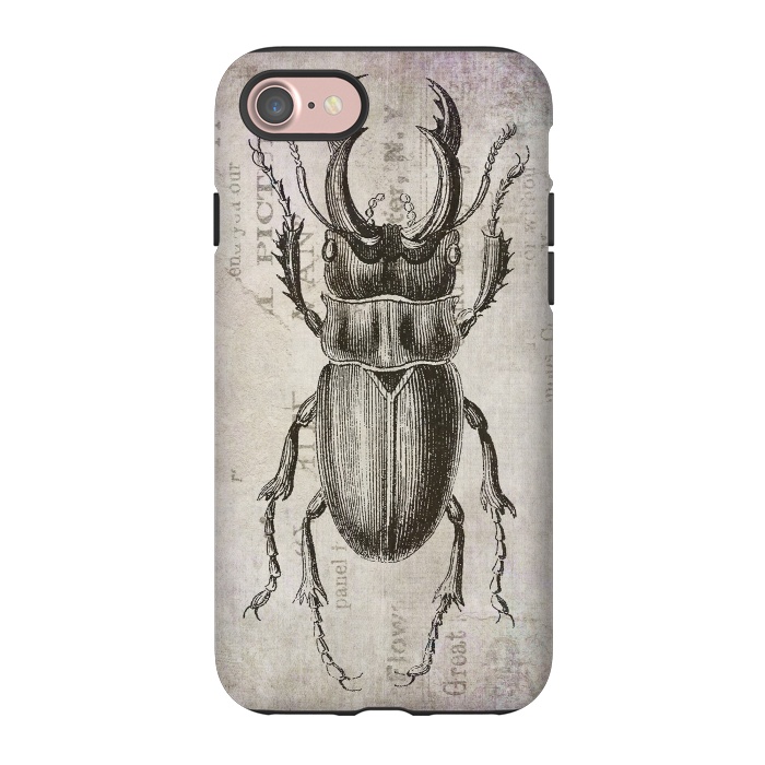 iPhone 7 StrongFit Stag Beetle Vintage Mixed Media Art by Andrea Haase