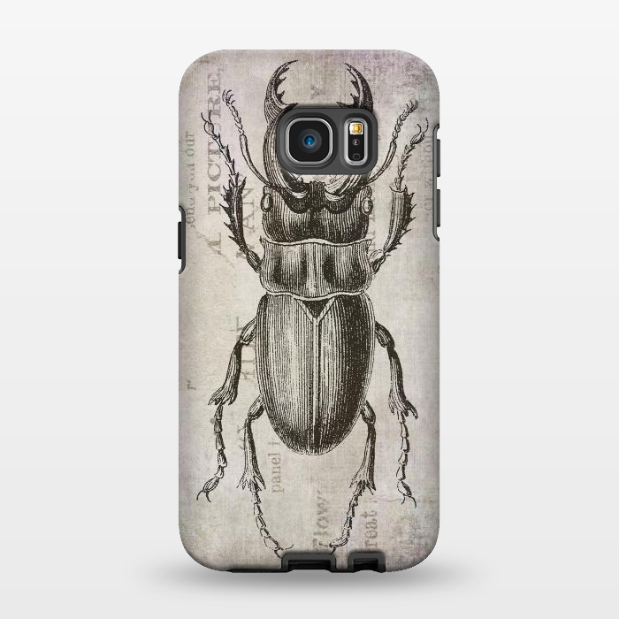 Galaxy S7 EDGE StrongFit Stag Beetle Vintage Mixed Media Art by Andrea Haase