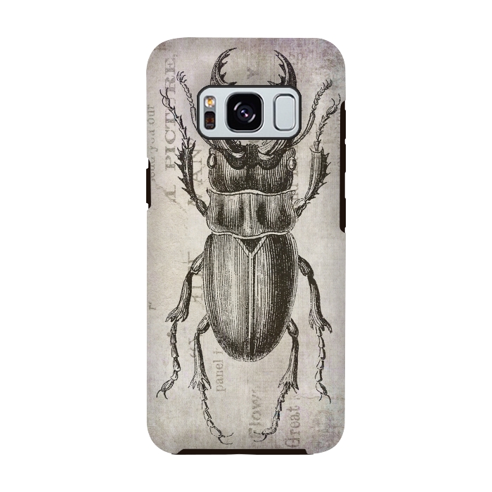 Galaxy S8 StrongFit Stag Beetle Vintage Mixed Media Art by Andrea Haase