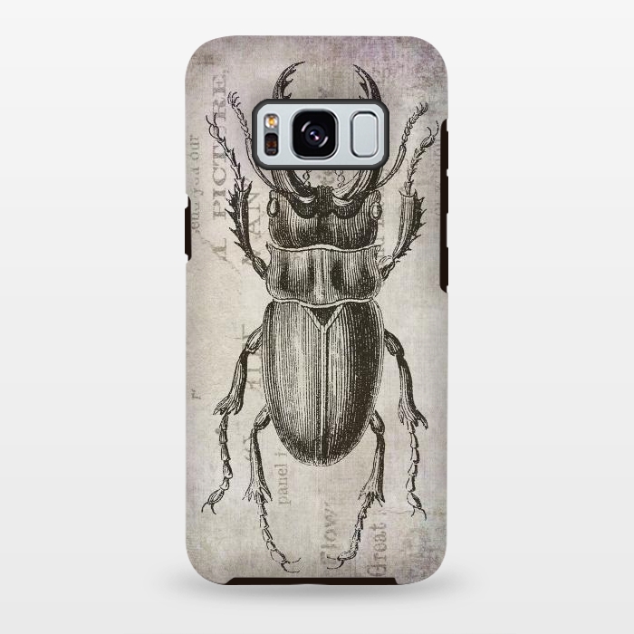Galaxy S8 plus StrongFit Stag Beetle Vintage Mixed Media Art by Andrea Haase