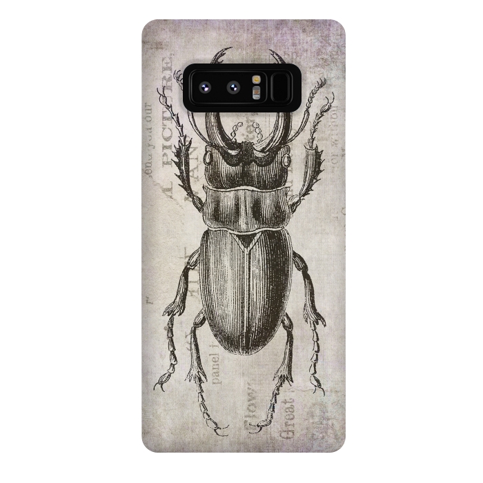 Galaxy Note 8 StrongFit Stag Beetle Vintage Mixed Media Art by Andrea Haase