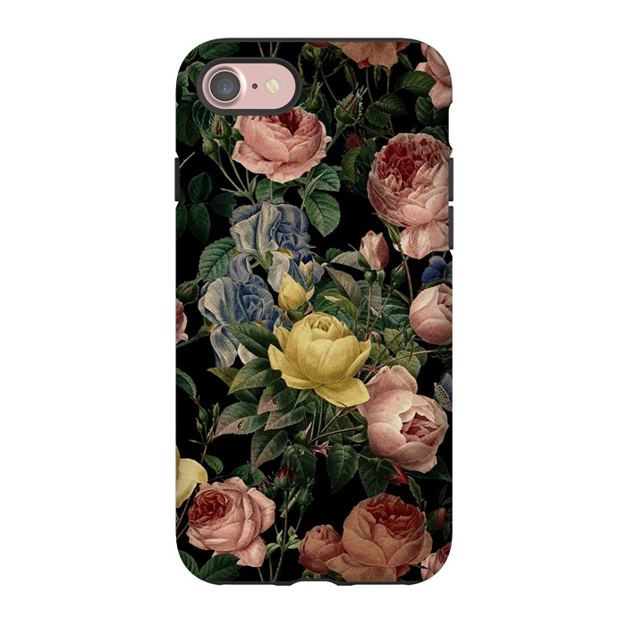 iPhone 7 StrongFit Victorian Vintage Roses on Black by  Utart