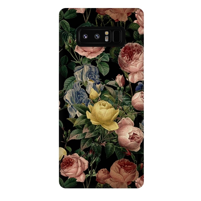 Galaxy Note 8 StrongFit Victorian Vintage Roses on Black by  Utart
