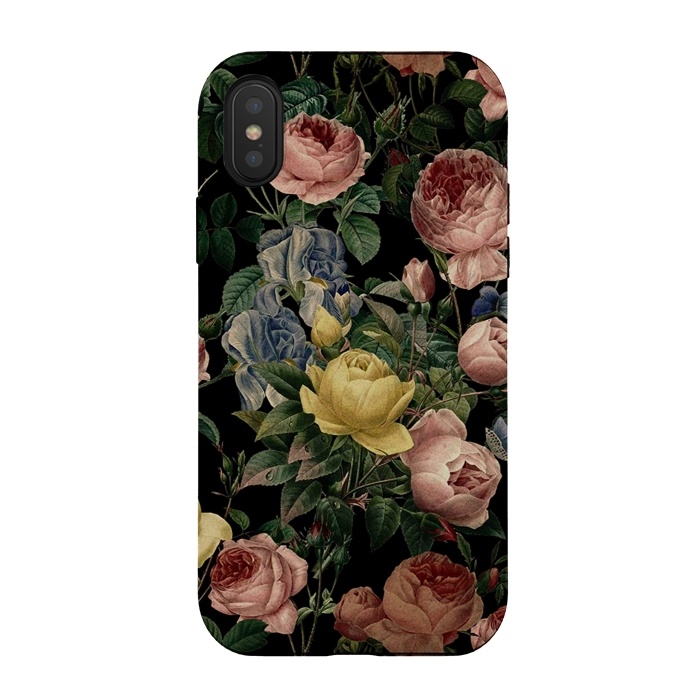 iPhone Xs / X StrongFit Victorian Vintage Roses on Black by  Utart