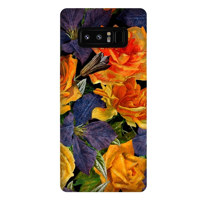 Galaxy Note 8 StrongFit Clematis and Yellow Vintage Roses by  Utart