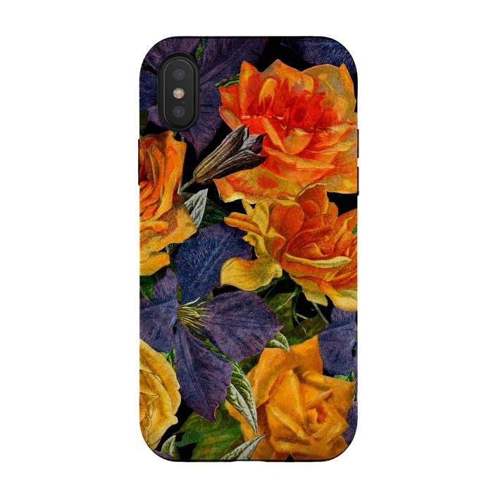 iPhone Xs / X StrongFit Clematis and Yellow Vintage Roses by  Utart