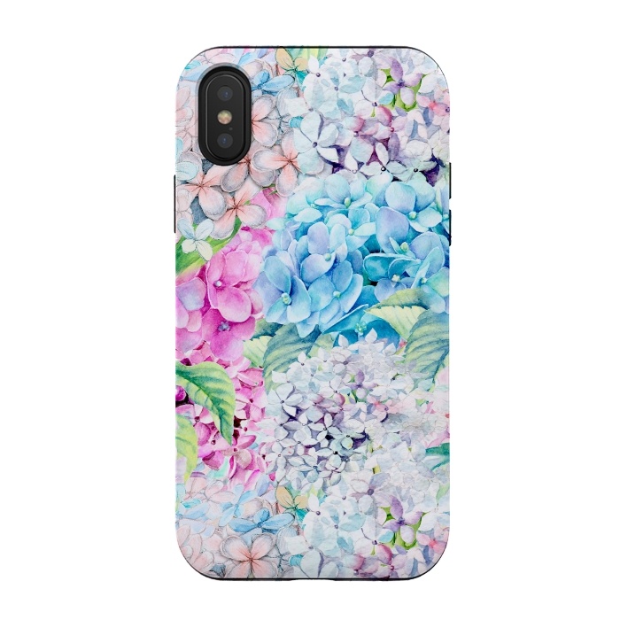 iPhone Xs / X StrongFit Pastel Spring hydrangea Pattern by  Utart