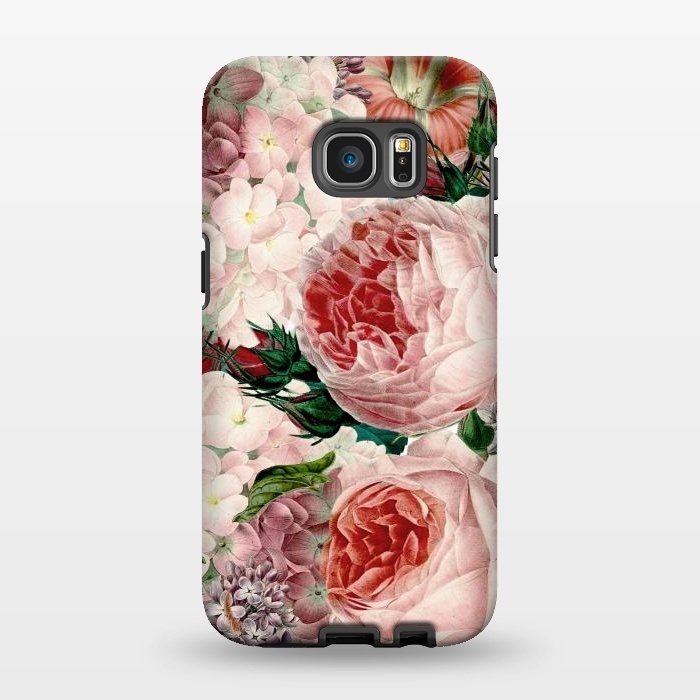 Galaxy S7 EDGE StrongFit Roses and Hydrangea Pattern by  Utart