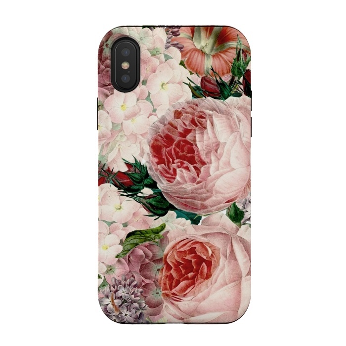 iPhone Xs / X StrongFit Roses and Hydrangea Pattern by  Utart