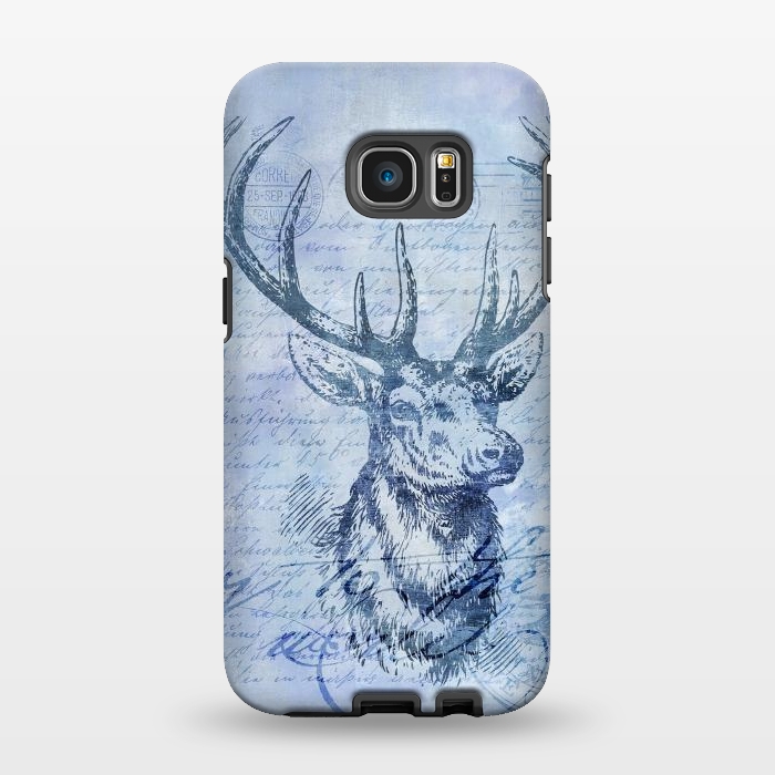 Galaxy S7 EDGE StrongFit Blue Nostalgic Deer by Andrea Haase