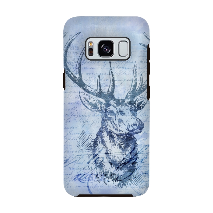 Galaxy S8 StrongFit Blue Nostalgic Deer by Andrea Haase