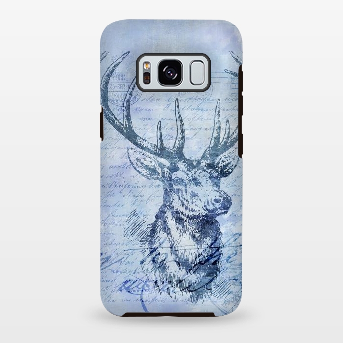 Galaxy S8 plus StrongFit Blue Nostalgic Deer by Andrea Haase