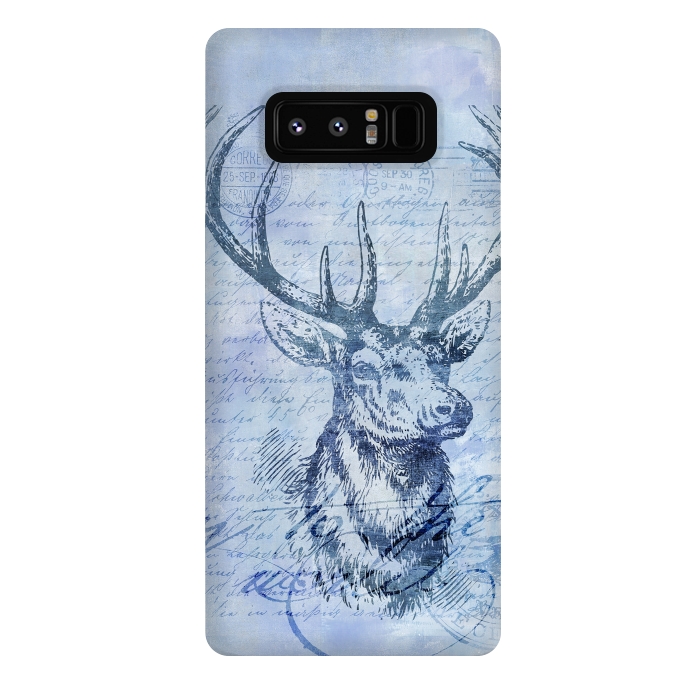 Galaxy Note 8 StrongFit Blue Nostalgic Deer by Andrea Haase