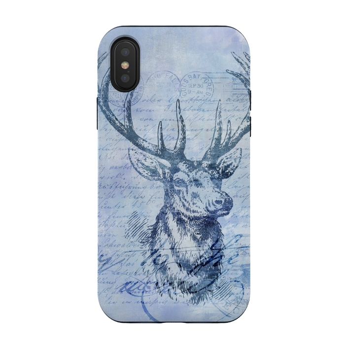 iPhone Xs / X StrongFit Blue Nostalgic Deer by Andrea Haase
