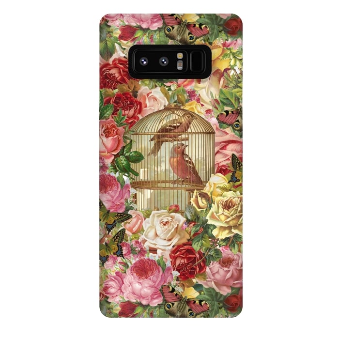 Galaxy Note 8 StrongFit Vintage Bird Cage and Flowers by Andrea Haase