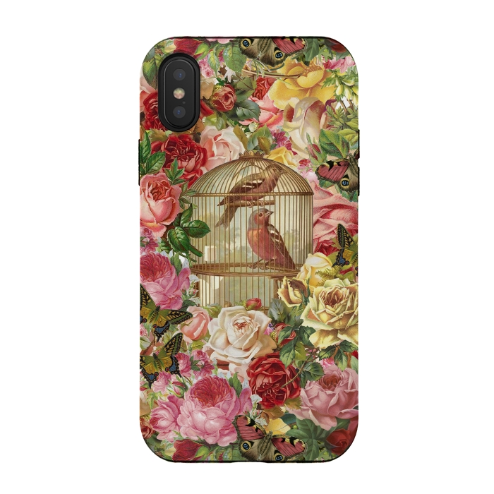 iPhone Xs / X StrongFit Vintage Bird Cage and Flowers by Andrea Haase