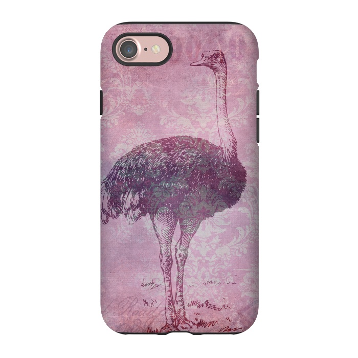 iPhone 7 StrongFit Vintage Pink Ostrich Art by Andrea Haase