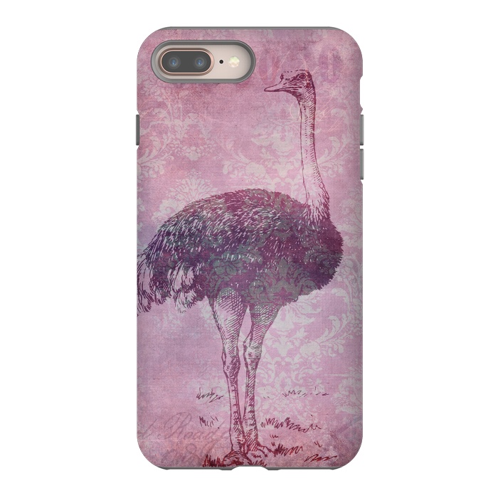 iPhone 7 plus StrongFit Vintage Pink Ostrich Art by Andrea Haase