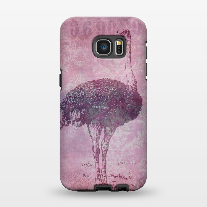 Galaxy S7 EDGE StrongFit Vintage Pink Ostrich Art by Andrea Haase