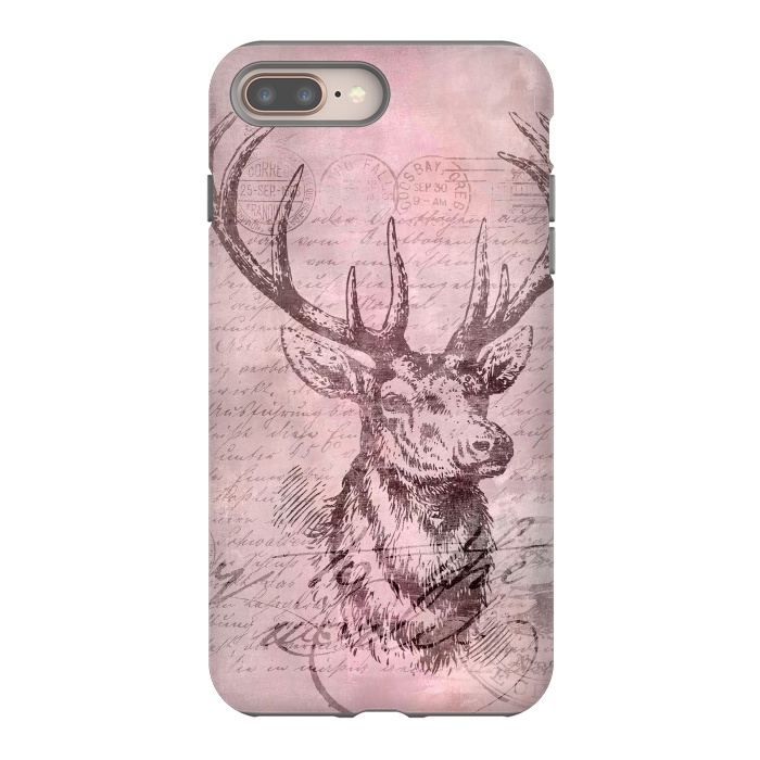 iPhone 7 plus StrongFit Vintage Deer Pastel Pink by Andrea Haase
