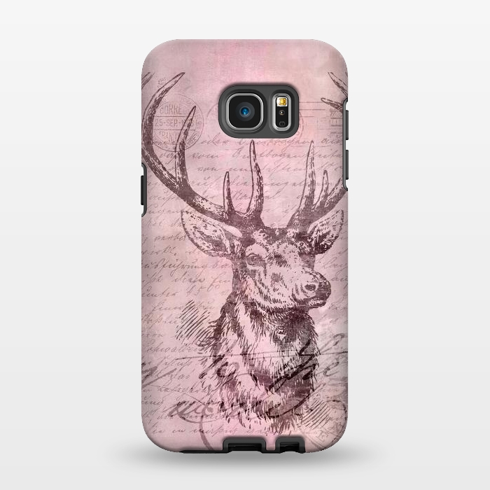 Galaxy S7 EDGE StrongFit Vintage Deer Pastel Pink by Andrea Haase