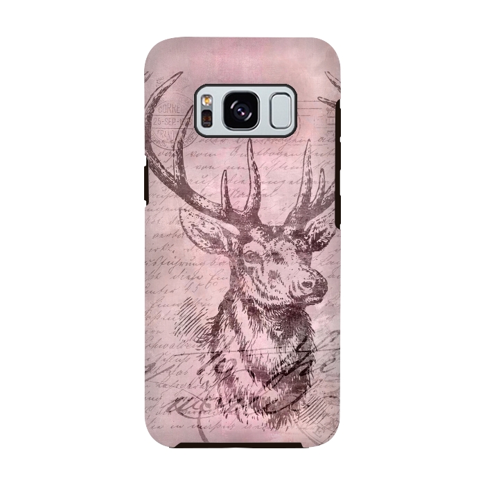 Galaxy S8 StrongFit Vintage Deer Pastel Pink by Andrea Haase