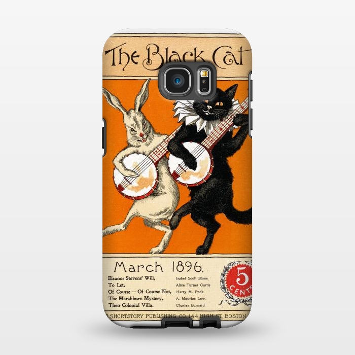 Galaxy S7 EDGE StrongFit Cat And Rabbit Vintage Poster by Andrea Haase
