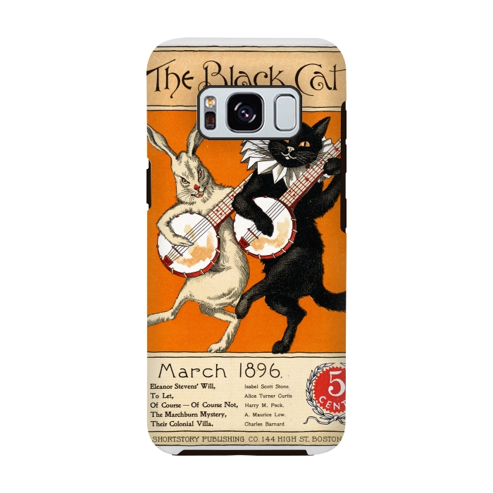 Galaxy S8 StrongFit Cat And Rabbit Vintage Poster by Andrea Haase