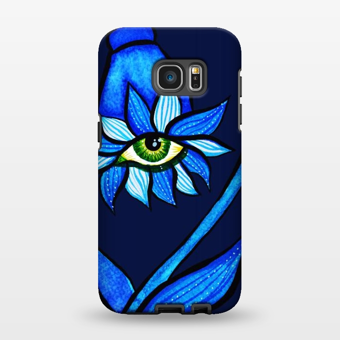 Galaxy S7 EDGE StrongFit Blue Staring Creepy Eye Flower by Boriana Giormova