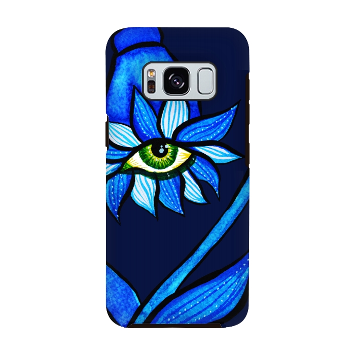 Galaxy S8 StrongFit Blue Staring Creepy Eye Flower by Boriana Giormova