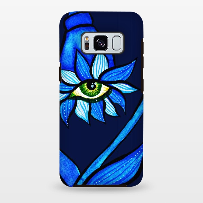Galaxy S8 plus StrongFit Blue Staring Creepy Eye Flower by Boriana Giormova
