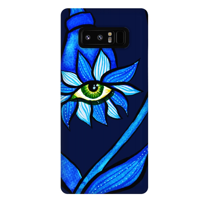 Galaxy Note 8 StrongFit Blue Staring Creepy Eye Flower by Boriana Giormova