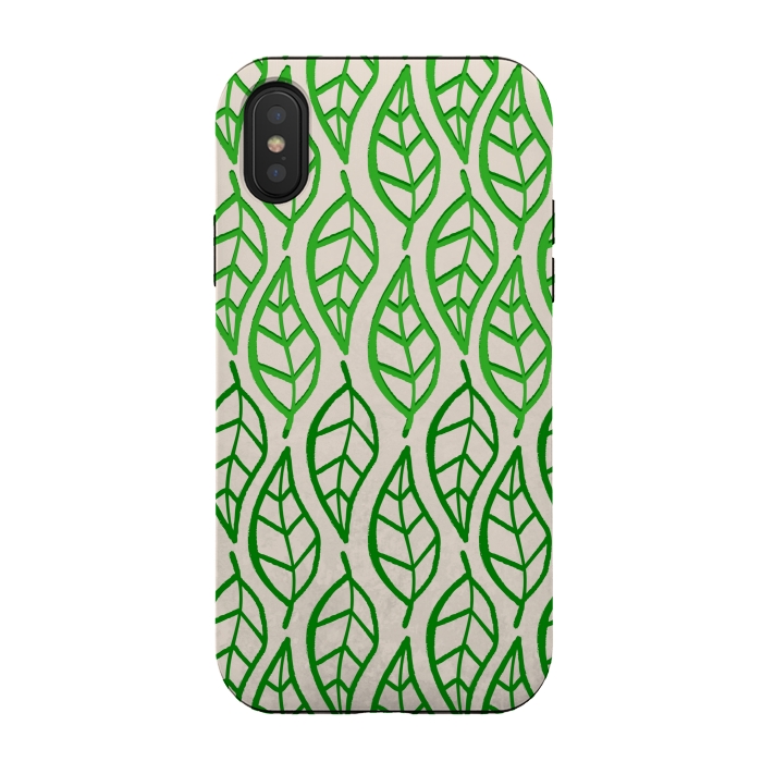 iPhone Xs / X StrongFit leaf pattern green by MALLIKA