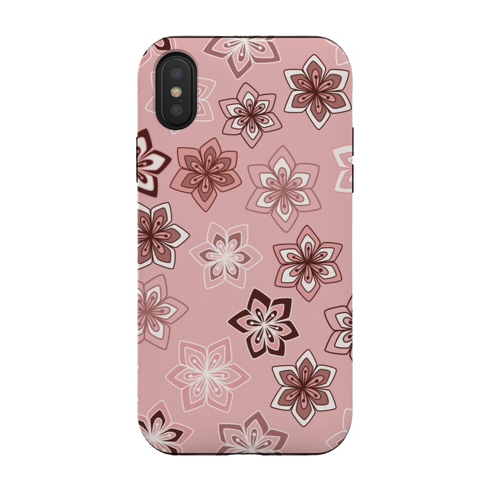 iPhone Xs / X StrongFit Diamond flowers on pink by Paula Ohreen