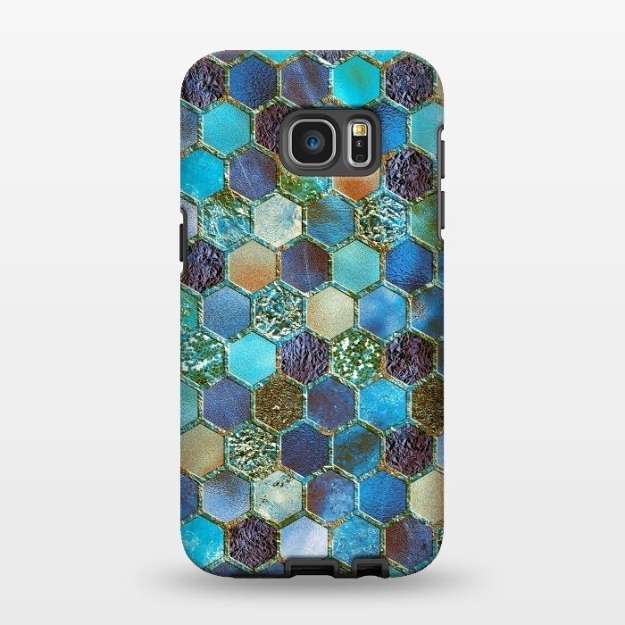 Galaxy S7 EDGE StrongFit Multicolor Blue Metal Honeycomb Pattern by  Utart