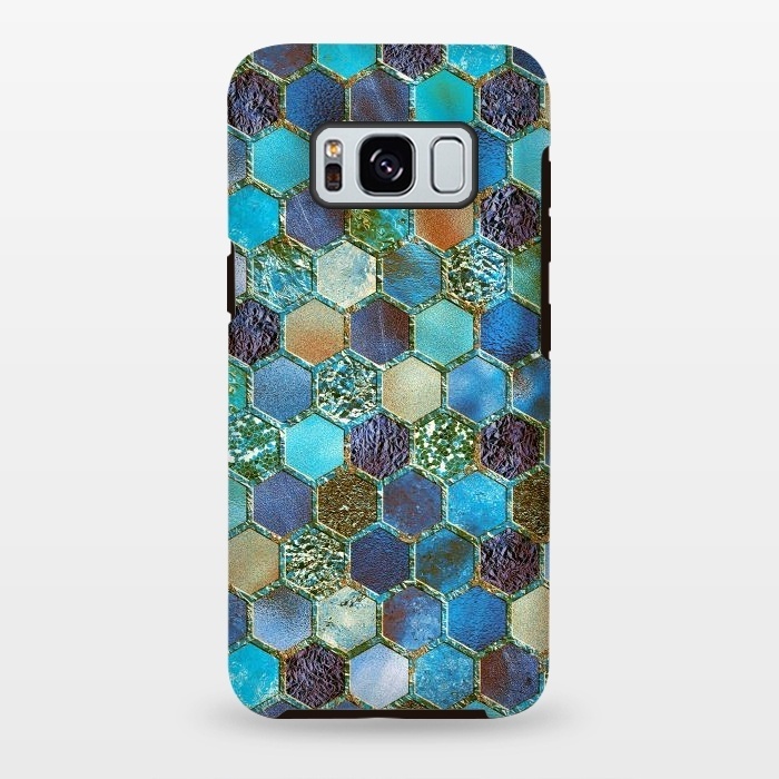 Galaxy S8 plus StrongFit Multicolor Blue Metal Honeycomb Pattern by  Utart