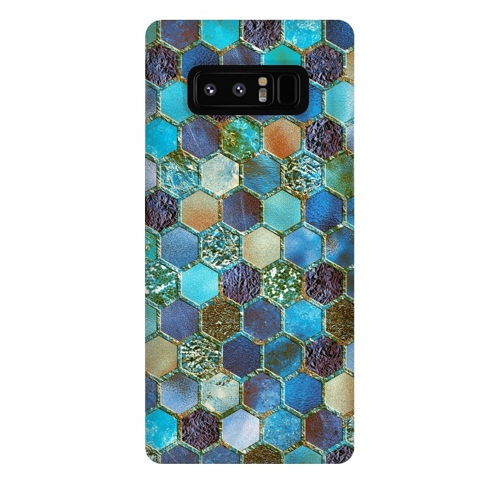 Galaxy Note 8 StrongFit Multicolor Blue Metal Honeycomb Pattern by  Utart